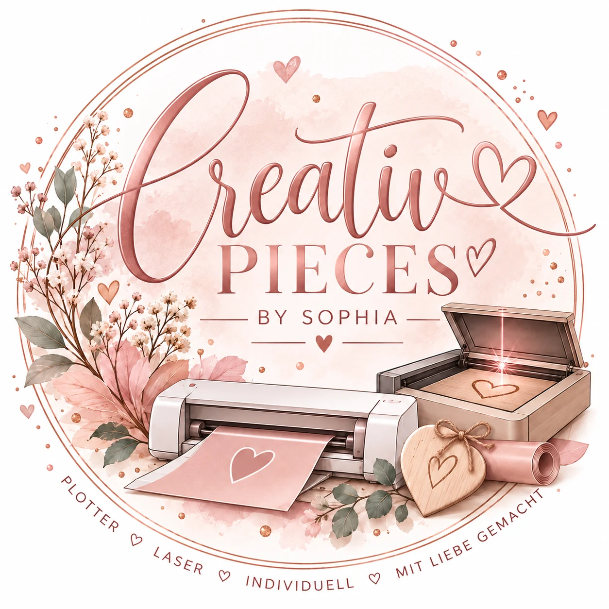 Logo Creativ Pieces by Sophia mit Plotter und Laser